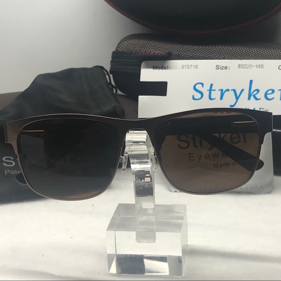 Stryker Polarized sunglass  black/gold & Gray lens - Picture 3 of 8
